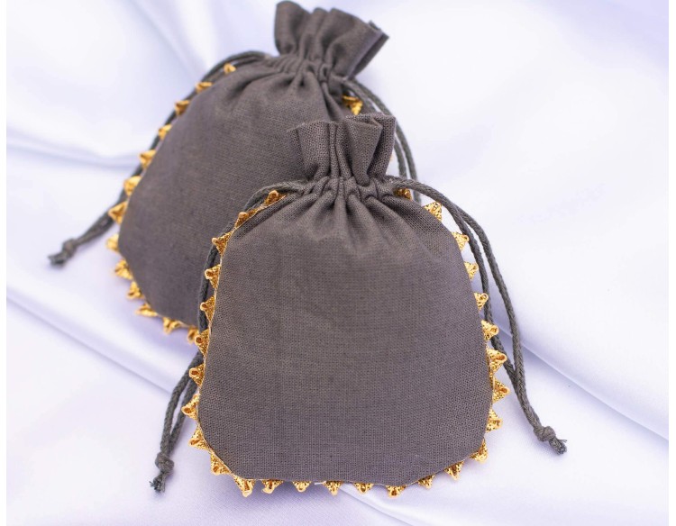 100 Gray Cotton Drawstring Pouch For Jewelry Packaging with Logo, Wedding Favor Bags, Gift Wrapping