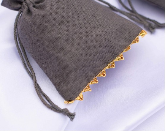 100 Grey Designer Custom Jewelry Pouch, Wedding Favor Bag, Cotton Drawstring Pouch With Logo