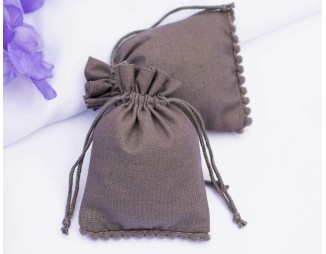 100 Gray Designer  Custom Logo Jewelry Pouch, Wedding Favor Bag, Cotton Drawstring Pouch, Bracelet Bag