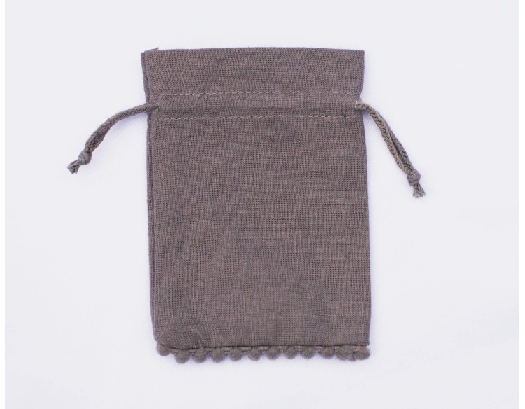 100 Gray Designer  Custom Logo Jewelry Pouch, Wedding Favor Bag, Cotton Drawstring Pouch, Bracelet Bag
