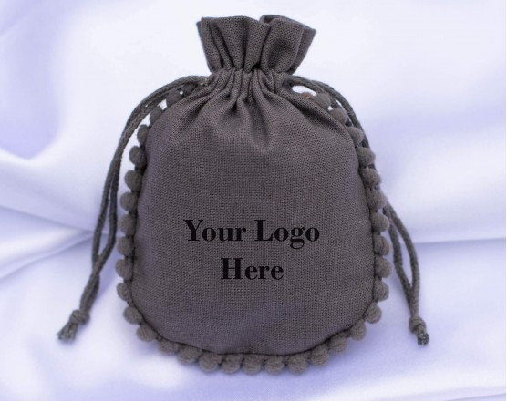 Pack of 100 Gray Drawstring Pouch, Custom Jewelry Packaging Pouch With Brand Logo