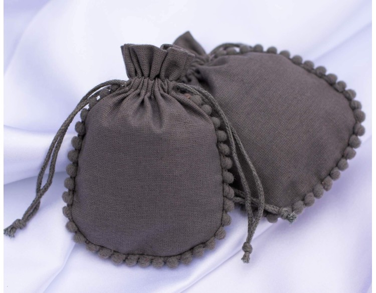Pack of 100 Gray Drawstring Pouch, Custom Jewelry Packaging Pouch With Brand Logo