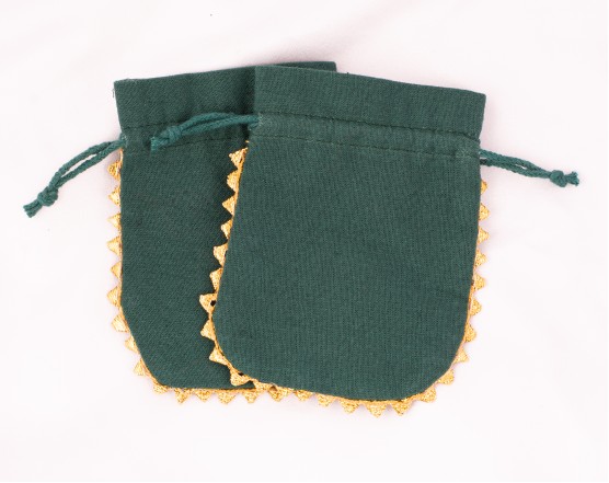 100 Designer Round Lace Green Cotton Drawstring Pouch, Custom  Jewellery Package, Wedding Favor Bag