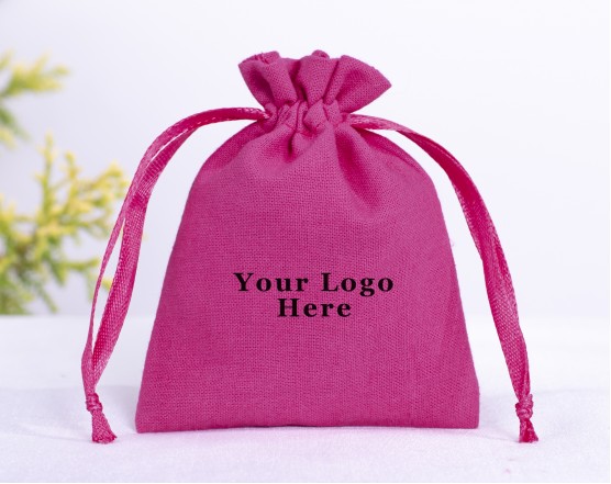 Magenta Drawstring Jewellery Pouch, Jewelry Packaging Personalized Pouch, Party Favor Bags, Custom Logo Bags