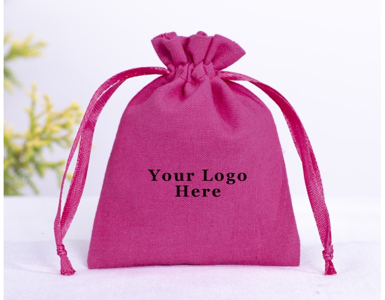 Magenta Drawstring Jewelry Pouch, Jewelry Packaging Personalized Pouch, Wedding Favor Bags