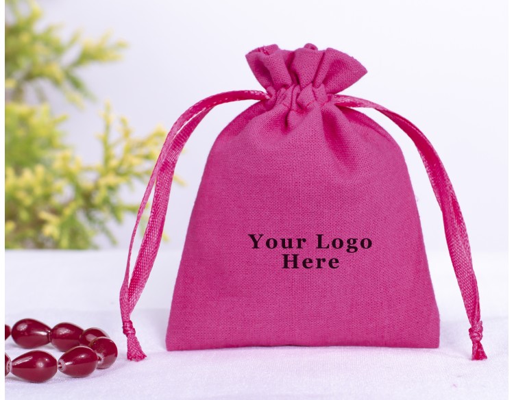 Magenta Drawstring Jewelry Pouch, Jewelry Packaging Personalized Pouch, Wedding Favor Bags