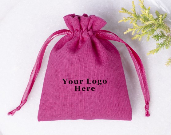 Magenta Drawstring Jewellery Pouch, Jewelry Packaging Personalized Pouch, Party Favor Bags, Custom Logo Bags