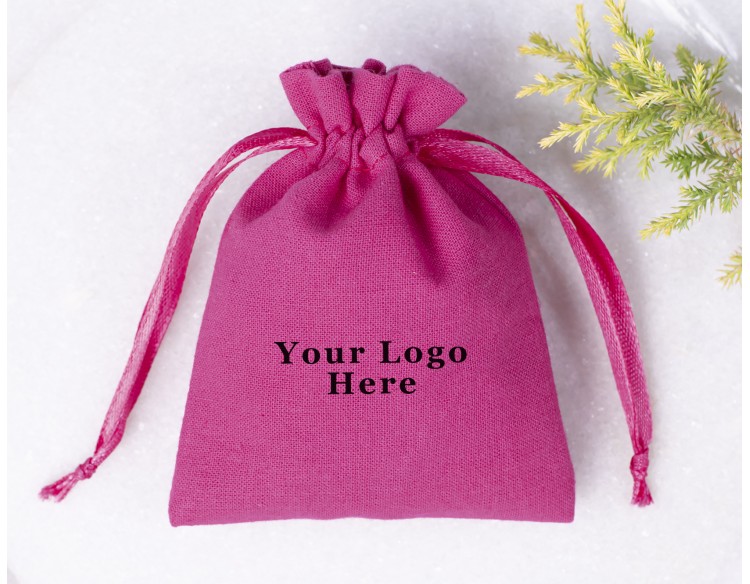 Magenta Drawstring Jewelry Pouch, Jewelry Packaging Personalized Pouch, Wedding Favor Bags