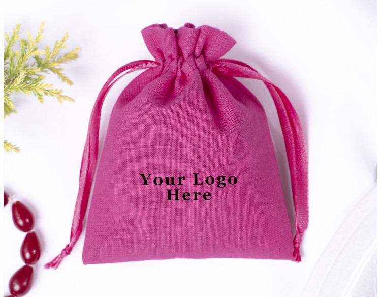 Magenta Drawstring Jewelry Pouch, Jewelry Packaging Personalized Pouch, Wedding Favor Bags