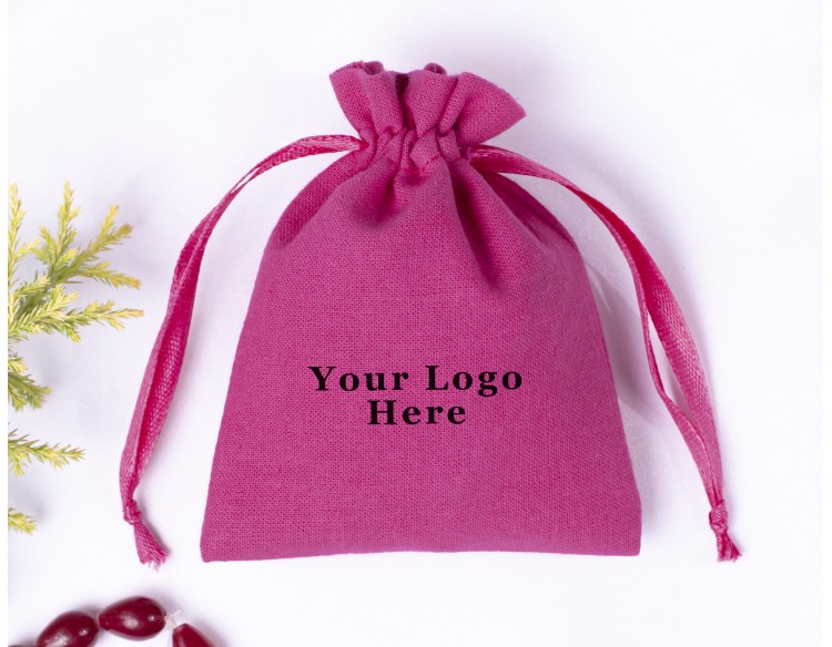 Magenta Drawstring Jewelry Pouch, Jewelry Packaging Personalized Pouch, Wedding Favor Bags
