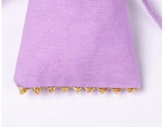 Purple Bottom Lace Cotton Drawstring Pouch For Jewelry Packaging With Brand Logo Print 