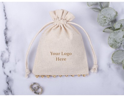 100 Natural Cotton Pouches, Custom Jewelry Packaging Pouch, Wedding Favor Bag