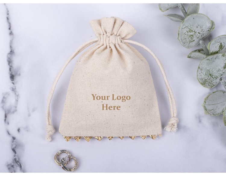 100 Natural Cotton Pouches, Custom Jewelry Packaging Pouch, Wedding Favor Bag