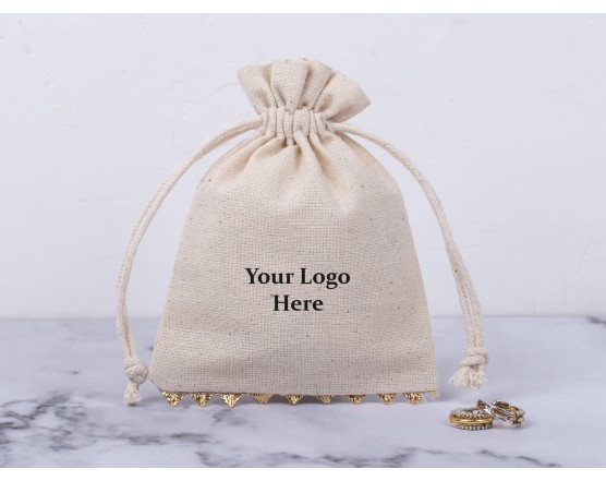 100 Natural Cotton Pouches, Custom Jewelry Packaging Pouch, Wedding Favor Bag
