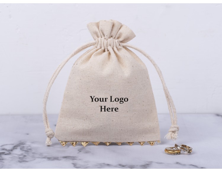 100 Natural Cotton Pouches, Custom Jewelry Packaging Pouch, Wedding Favor Bag