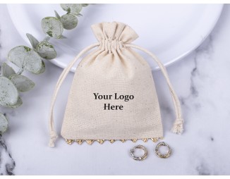 100 Natural Cotton Pouches, Custom Jewelry Packaging Pouch, Wedding Favor Bag