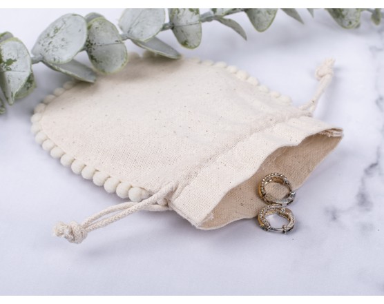 100 Natural Cotton Pouches, Custom Jewelry Packaging Pouch, Personalized Wedding Favor Bag