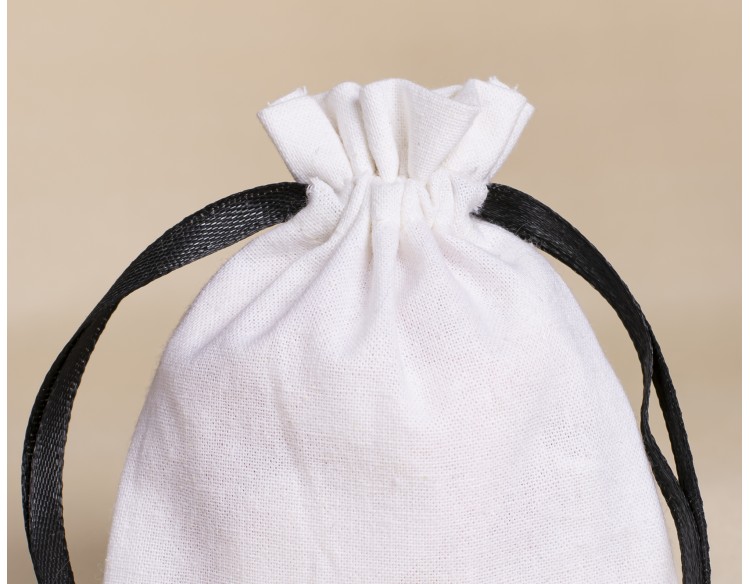 White Custom Jewelry Drawstring Pouches, Wedding Favor Bags, Gift Packaging