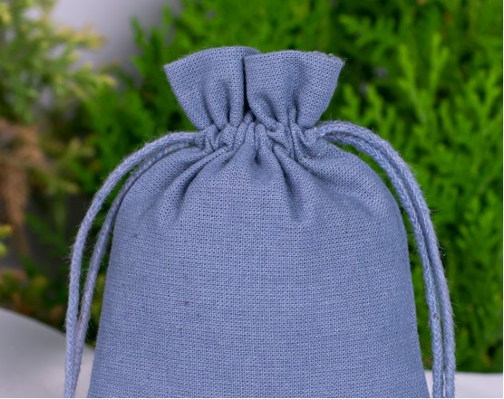 100 Designer Bluish Gray Bottom PomPom Jewelry Packaging Pouch, Custom Wedding Favor Bags (Designer, BG181)