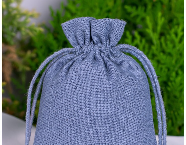 100 Designer Bluish Gray Bottom PomPom Jewelry Packaging Pouch, Custom Wedding Favor Bags (Designer, BG181)