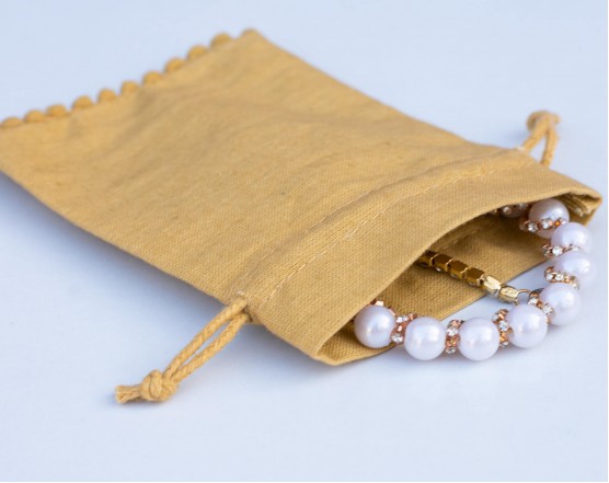 Set of 100 Designer Cosmetic Packaging Pouch, Custom Wedding Favor Bag (Khaki, BG156)