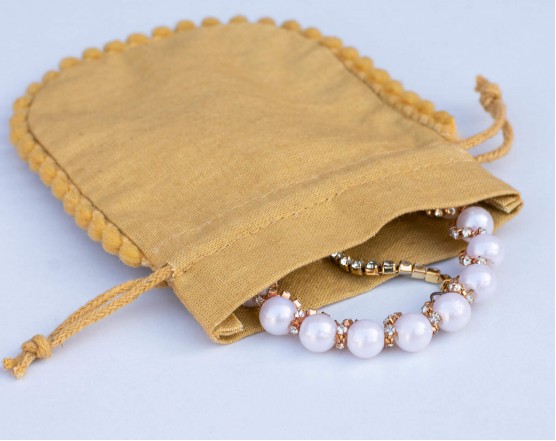 Pack Of 100 Designer Drawstring Pouch, Custom Jewelry Packaging Bag (BG155, Khaki)
