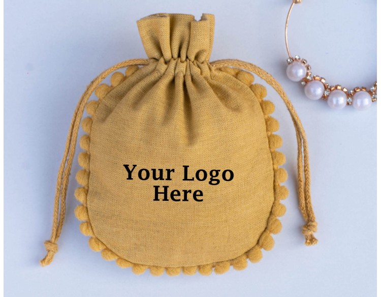 Pack Of 100 Khaki Designer Drawstring Pouch, Custom Jewelry Packaging Bag (BG155, Khaki)