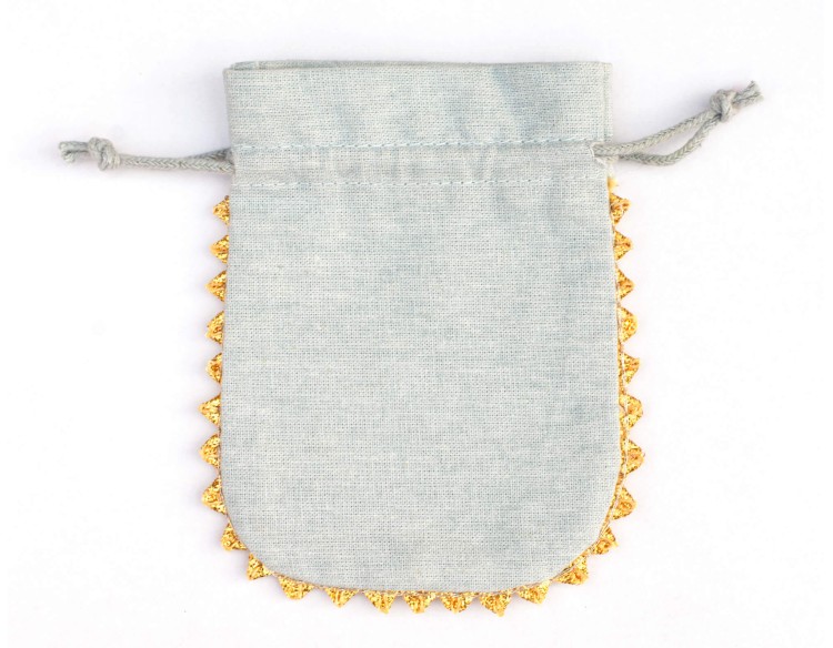 Set of 100  Designer Gray Custom  Drawstring Cotton Pouch With Designer Borders(Designer, BG151)