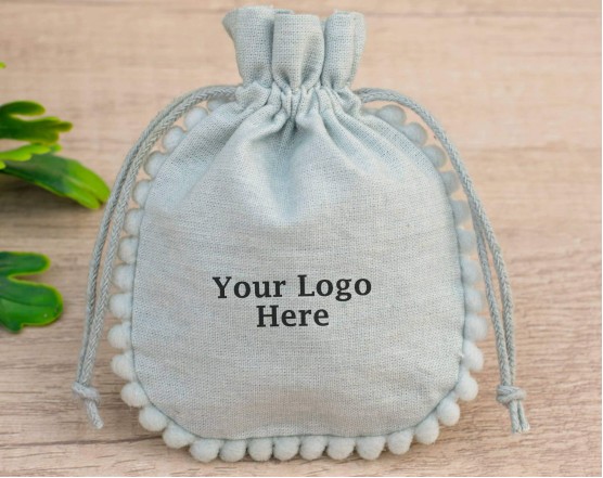 Custom Jewelry Packaging Pouch, Personalized Brand Logo Bags (Pack Of 100, Light Gray)