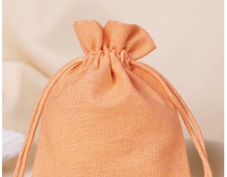100 Light Orange Bottom Lace Cotton Jewelry Drawstring Pouch For Packaging With Brand Logo Print