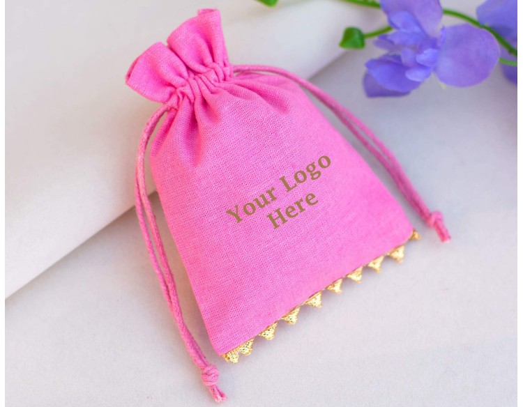 Pink Custom Jewelry Packaging Designer Pouch Gift Bags With Logo