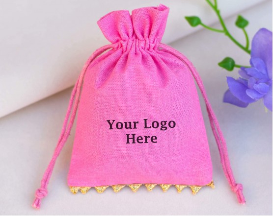 Pink Custom Jewelry Packaging Designer Pouch Gift Bags With Logo
