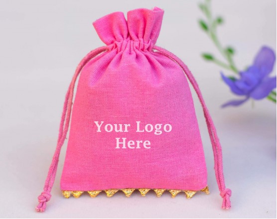 Pink Custom Jewelry Packaging Designer Pouch Gift Bags With Logo