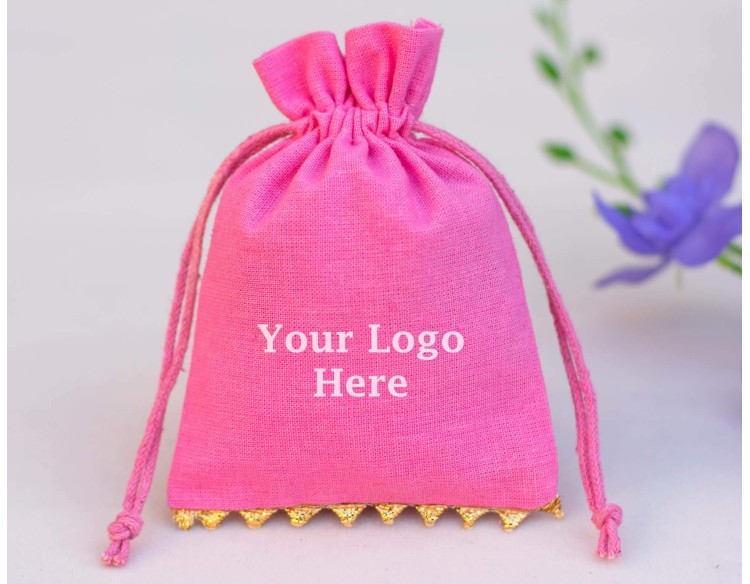Pink Custom Jewelry Packaging Designer Pouch Gift Bags With Logo
