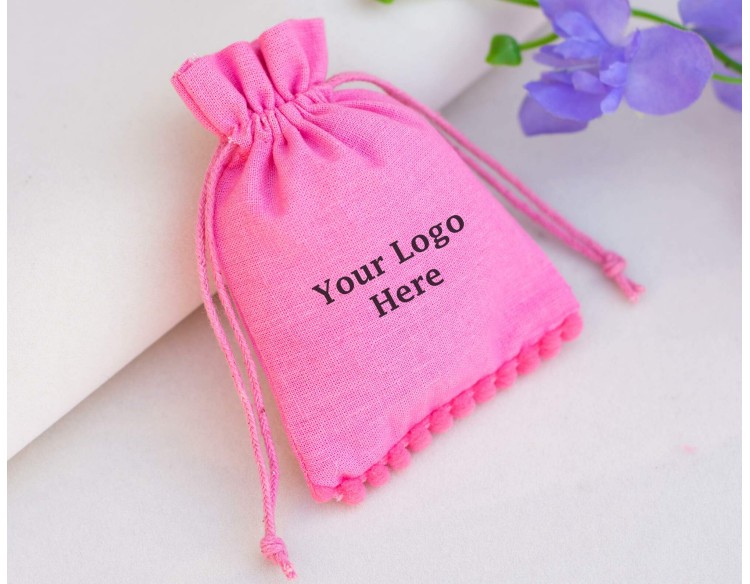 Pink Custom Jewelry Packaging Designer Pouch Gift Bags With Logo Wedding Favor Bags ( Pack Of 100)
