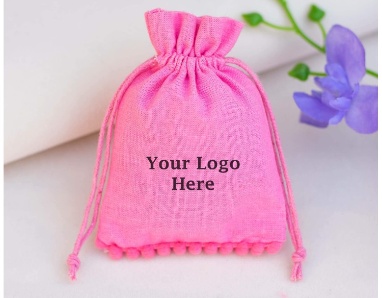Pink Custom Jewelry Packaging Designer Pouch Gift Bags With Logo Wedding Favor Bags ( Pack Of 100)