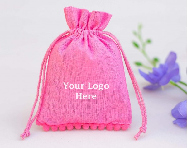 Pink Custom Jewelry Packaging Designer Pouch Gift Bags With Logo Wedding Favor Bags ( Pack Of 100)