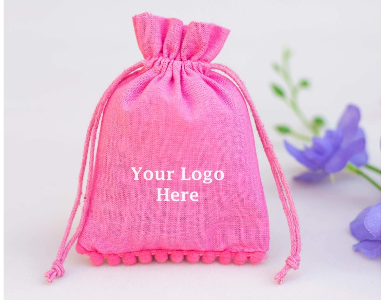 Pink Custom Jewelry Packaging Designer Pouch Gift Bags With Logo Wedding Favor Bags ( Pack Of 100)