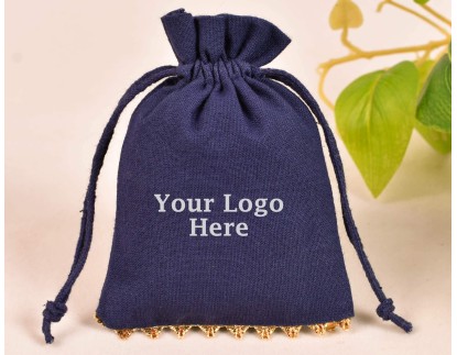 100 Designer Blue Jewelry Packaging Drawstring Pouch, Custom Logo Pouch
