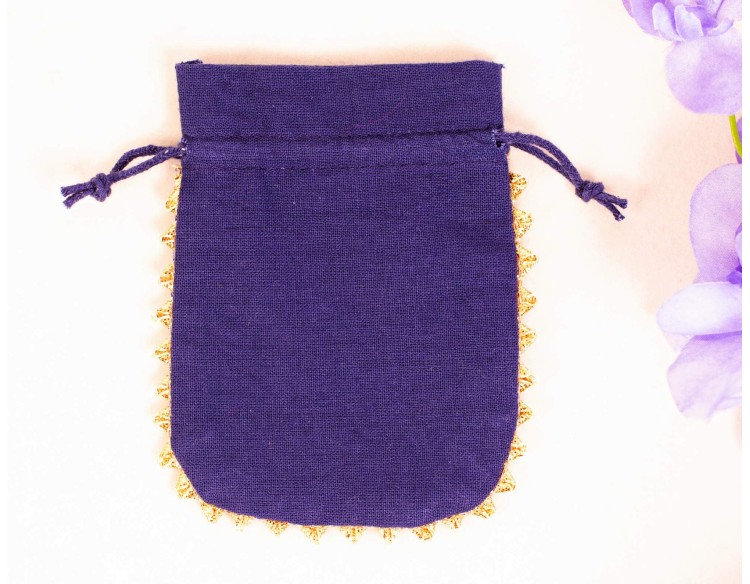 100 Designer Blue Cotton Drawstring Jewelry Pouches For Packaging With Brand Logo Print