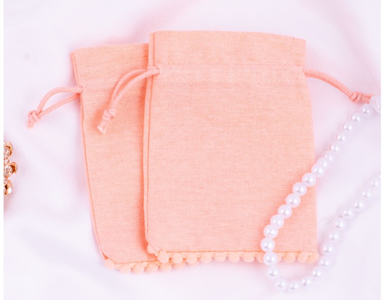 Set Of 100 Custom Drawstring Jewelry Packaging Pouch, Cosmetic Pouch (Peach, BG158)