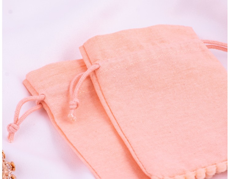 Set Of 100 Custom Drawstring Jewelry Packaging Pouch, Cosmetic Pouch (Peach, BG158)
