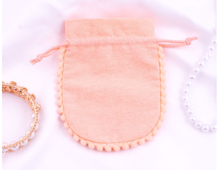 Set of 100 Peach Designer Cotton Drawstring Jewelry Pouches, Cosmetic Packaging Bag (Peach, BG157)