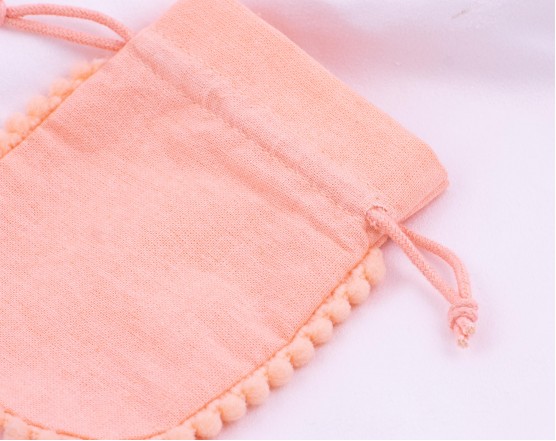 Set of 100 Peach Designer Cotton Drawstring Jewelry Pouches, Cosmetic Packaging Bag (Peach, BG157)