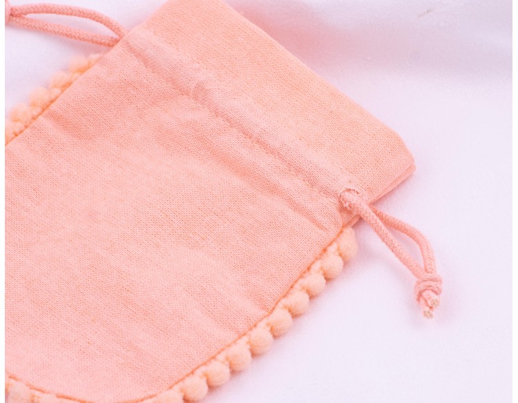 Set of 100 Peach Designer Cotton Drawstring Jewelry Pouches, Cosmetic Packaging Bag (Peach, BG157)