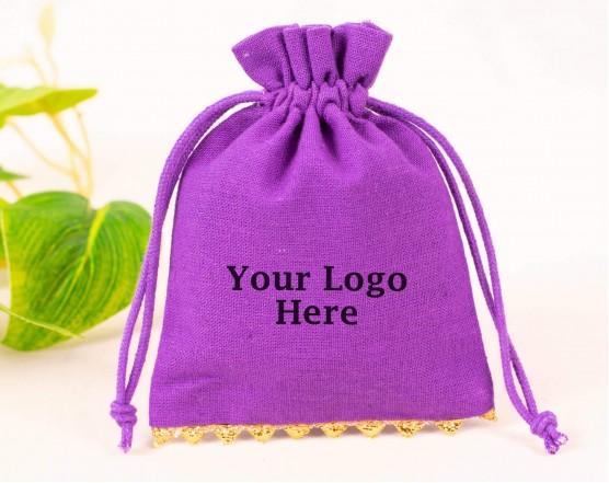 Bagwalas Designer Purple Custom Drawstring Pouch, Jewelry Packaging Bag, Custom Favor Bags (Pack Of 100, BG138)