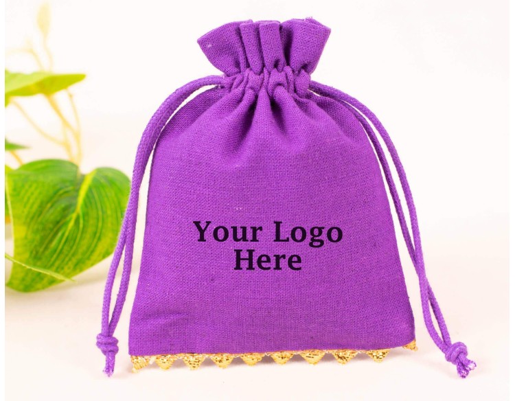 Bagwalas Designer Purple Custom Drawstring Pouch, Jewelry Packaging Bag, Custom Favor Bags (Pack Of 100, BG138)