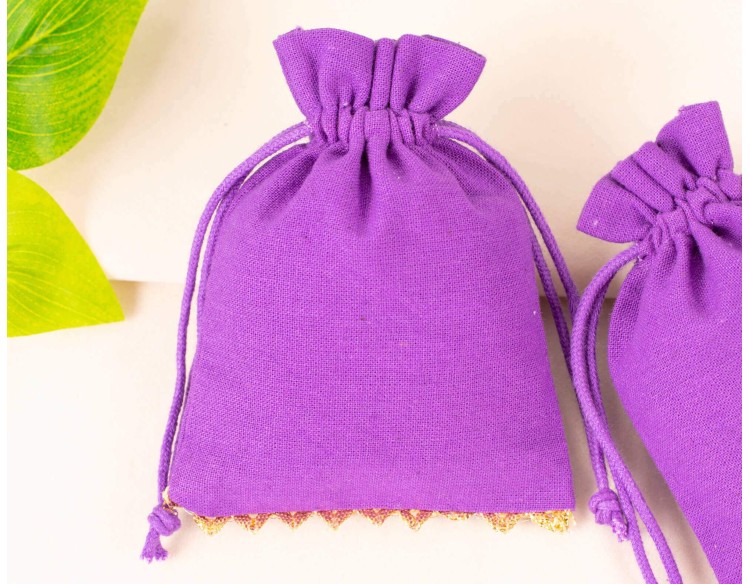 Bagwalas Designer Purple Custom Drawstring Pouch, Jewelry Packaging Bag, Custom Favor Bags (Pack Of 100, BG138)
