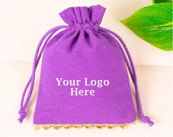 Bagwalas Designer Purple Custom Drawstring Pouch, Jewelry Packaging Bag, Custom Favor Bags (Pack Of 100, BG138)