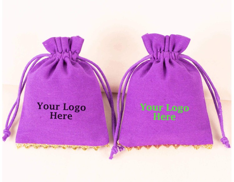 Bagwalas Designer Purple Custom Drawstring Pouch, Jewelry Packaging Bag, Custom Favor Bags (Pack Of 100, BG138)